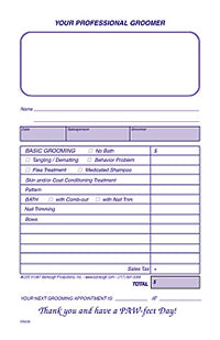 Groomer Sales Slips - 5 1-2 x 8 1-2