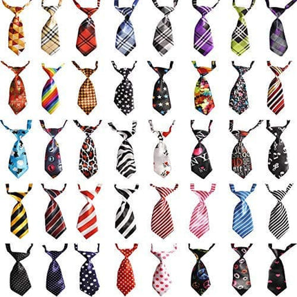 Neck Ties W-Adjustable Collar For Small-Med Size Dog- Set of 10