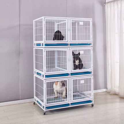 Pet-Agree Coated White Wire Cage Bank - 6 small - 3 larges