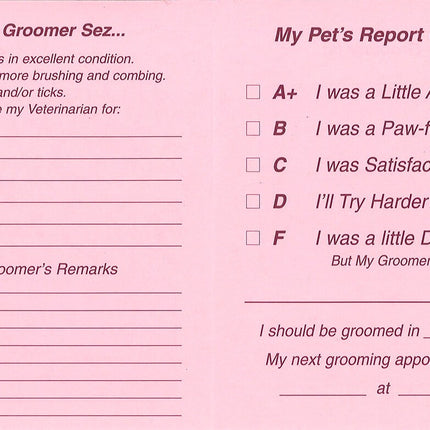 Pet Report Cards - Pink 50 count pack