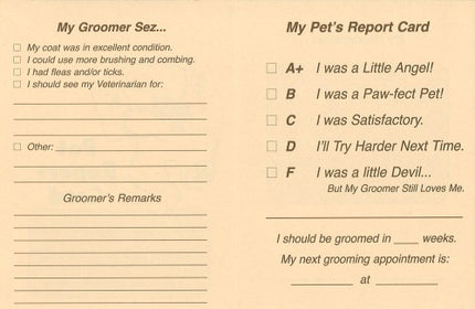 Pet Report Cards - Tan 50 count pack